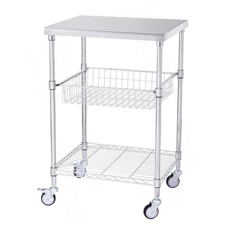 Chariot roulant à 3 niveaux sur roulettes 24 po x 20 po x 36,6 po 470 LBS 6 crochets