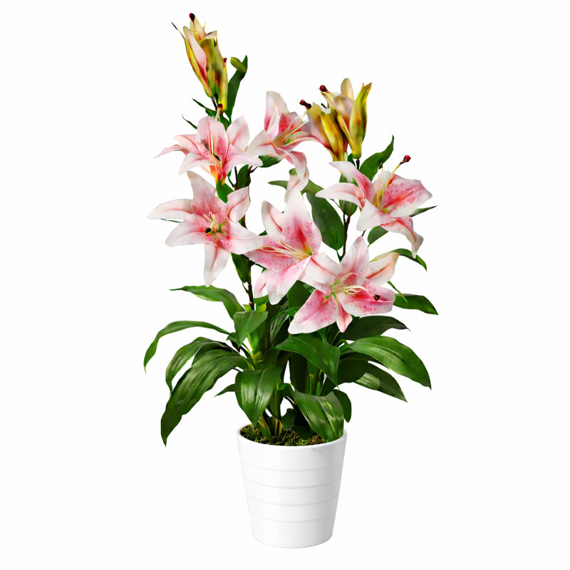 90cm Faux Flowering Plant in Pot Liner, Pink
