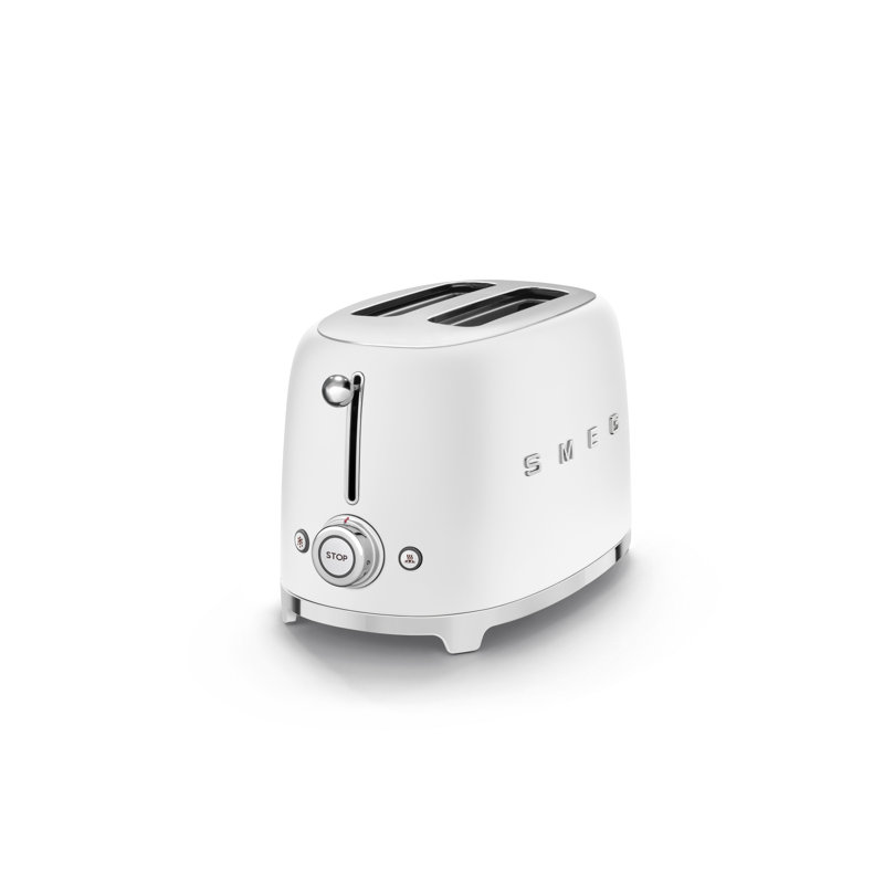 Smeg TSF01 50's Style Retro Two Slice Toaster - Matte Version, Matte White