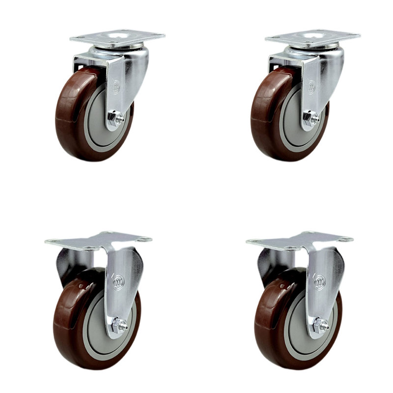 Roulettes pivotantes en polyuréthane, Marron