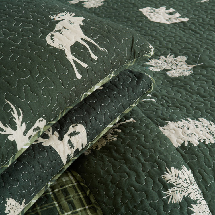 Millwood Pines Hamon Forest Green Cotton Blend Reversible Quilt Set &  Reviews - Wayfair Canada
