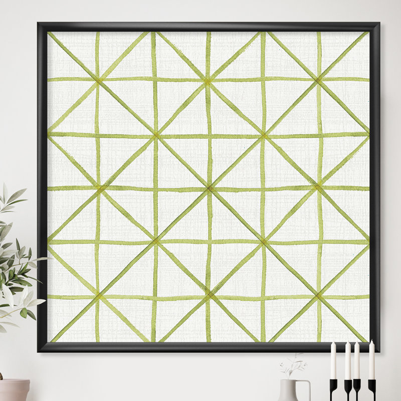 «Geometric Green Triangle II», reproduction d'art sur toile, H 16 po x l 16 po x P 1 po, Cadre noir