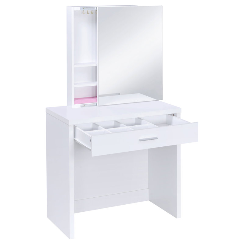 Harvey Vanity Set With Lift-Top Stool White