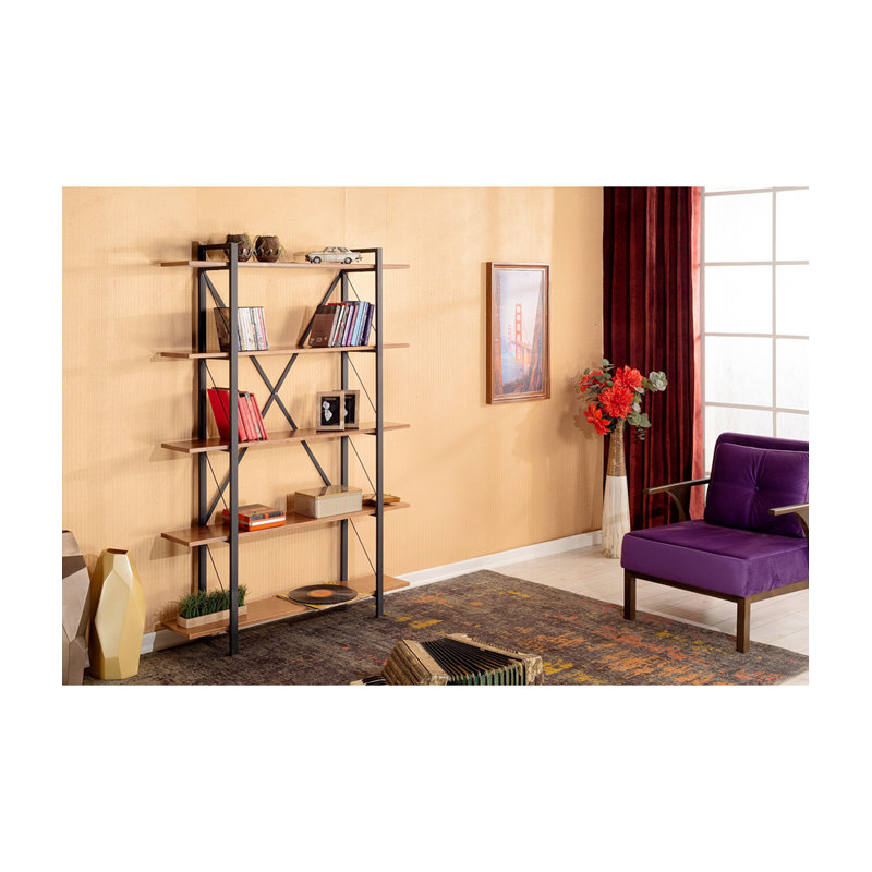 Lissandra 5 Tier Solid Wood Bookcase