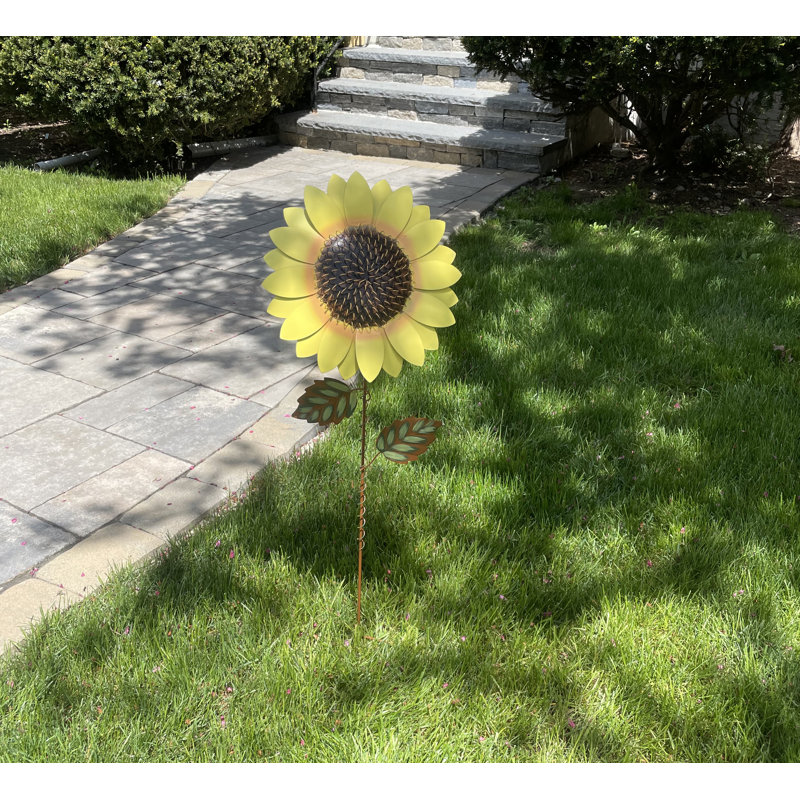 Piquet de jardin tournesol en métal, H 37 po x l 12 po x P 1 po