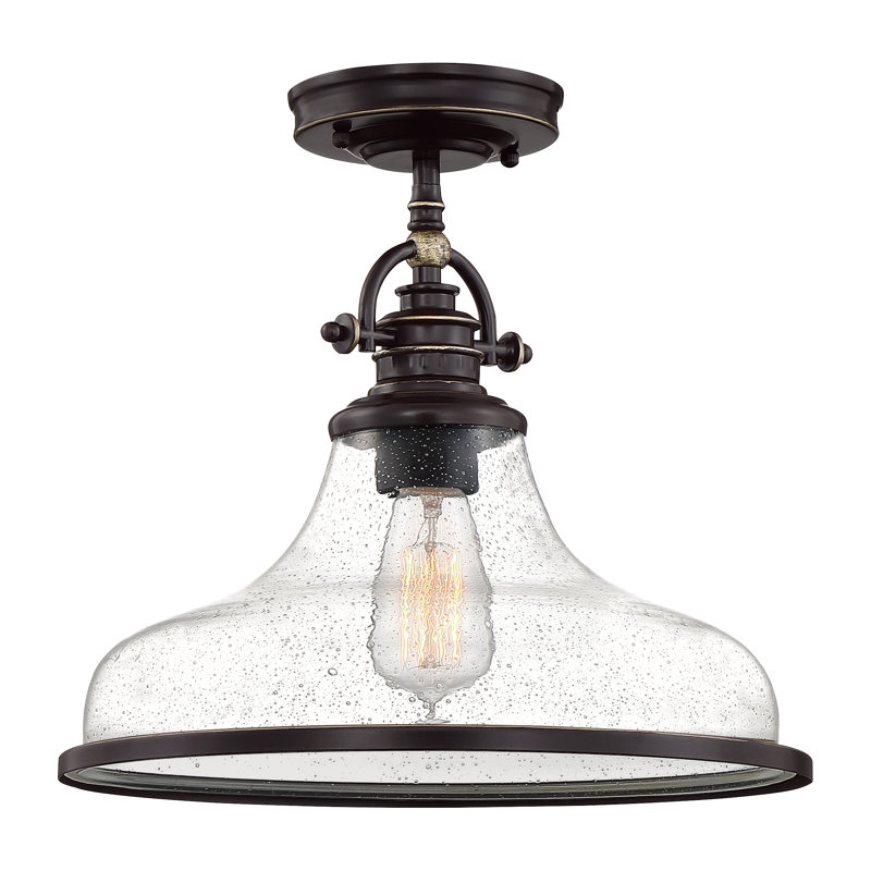 Maybery 1 - Light Dome Pendant, Palladian Bronze, 11.5" H x 13.5" W x 13.5" D, Clear Seedy Glass