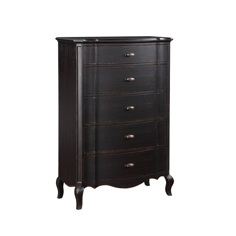 Commode 5 tiroirs en bois noir antique