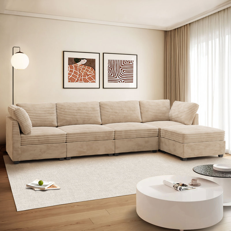 Canapé modulaire surdimensionné rembourré 5 pièces Viola, Beige