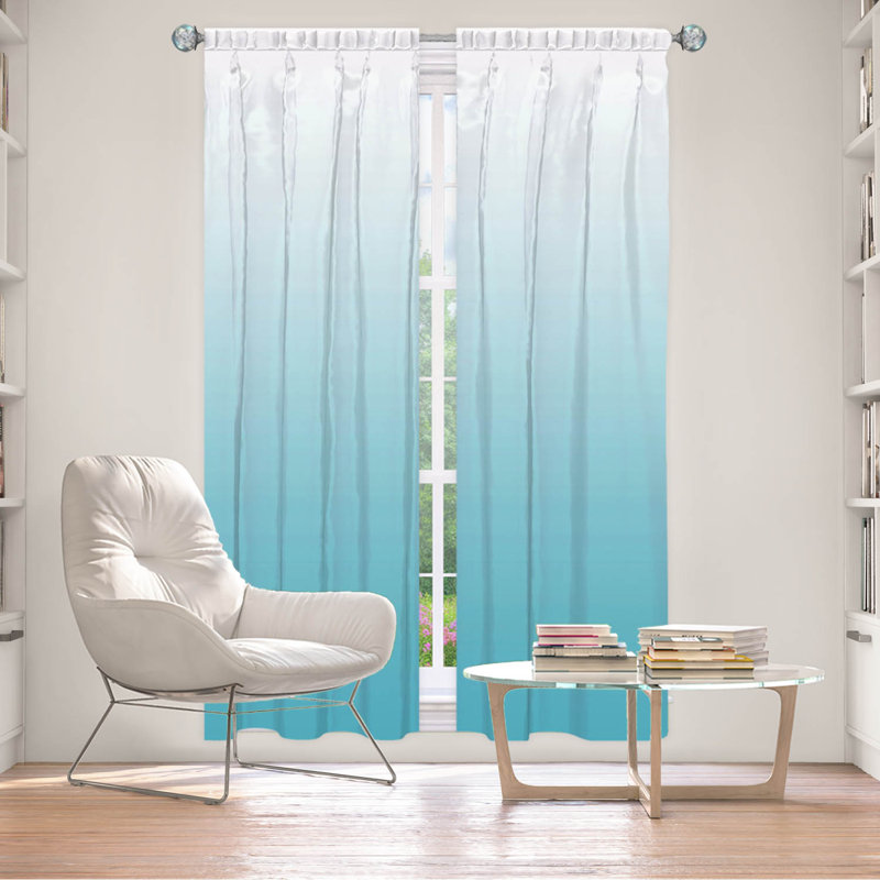 Vandela Room Darkening Curtain Pair, 20" W x 82" L, Blue/Aqua/Gray