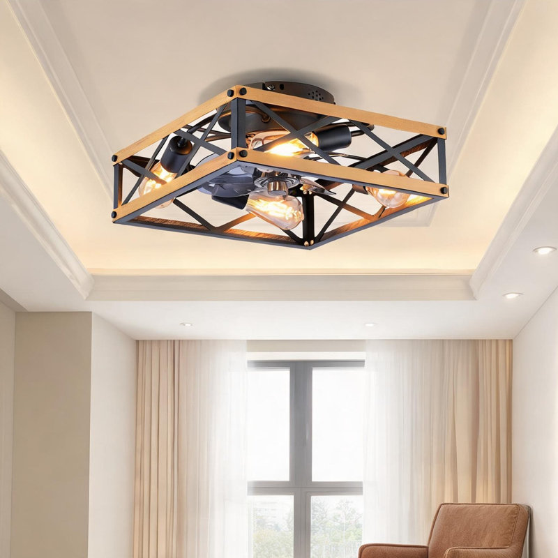 Ventilateur de plafond à télécommande en bronze et or brossé, 22,6 po, avec flux d'air saisonnier, éclairage DEL