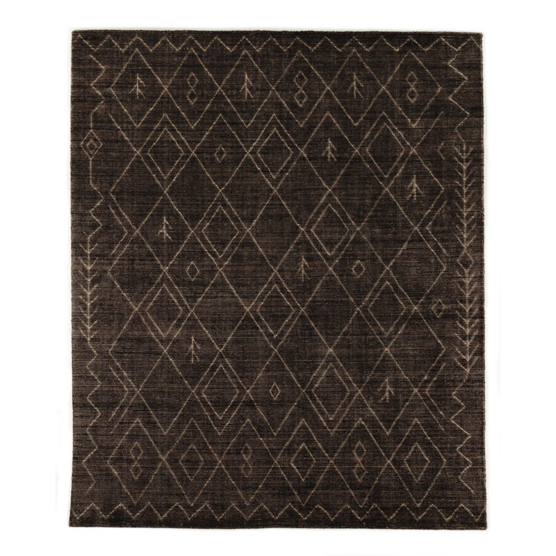 Tapis marocain noué à la main Celimar, Rectangle de 10 pi x 14 pi, Brown