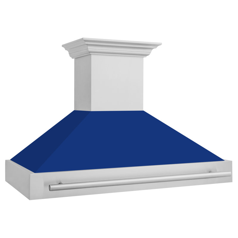 ZLINE 48 in. Stainless Steel Range Hood with Stainless Steel Handle, Blue Gloss