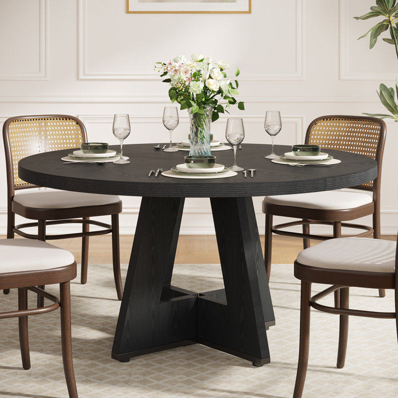Liena 47'' Round Dining Table, Black