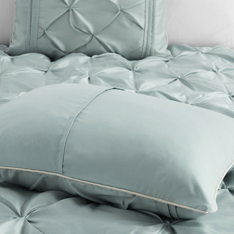 Édredon 7 pièces - rembourrage, chambre à coucher avec édredon, 2 taies décoratives, 3 coussins décoratifs et jupe de lit, coussins d'ensemble