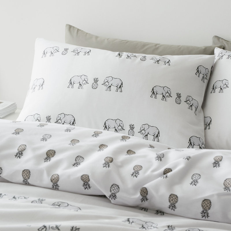 Pineapple Elephant Tembo Cotton Duvet Cover Set, Single Duvet Cover + 1 Standard Pillowcase
