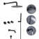 Wall Mount Shower Faucet Set With 360 Degree Rotatable Tub Spout And 3-Cross Handles With Rough-In Valve