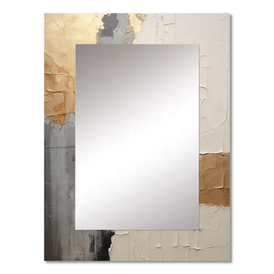 Gold And Beige Paint Fusion - Abstract Painting Unique Wall Mirror, Modern Mirror, Printed Metal Art