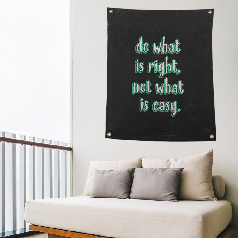Polyester do what is right quote tableau noir tapisserie, Vert, H 59 pi x l 50 po