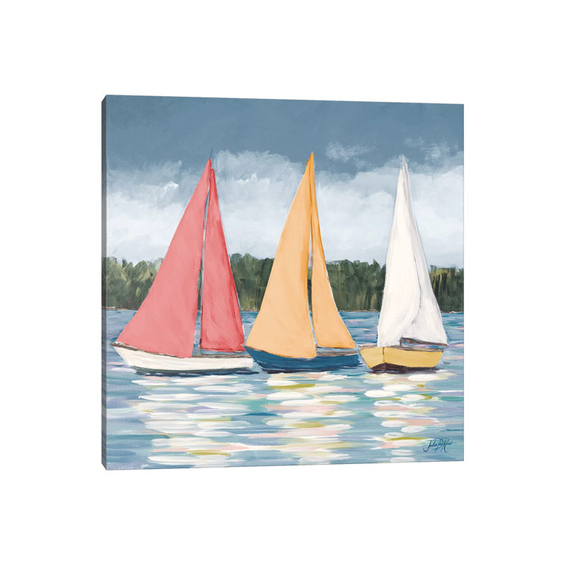 Soft Pastel Sails by Julie Derice - Wrapped Canvas Painting, 93.98 cm H x 93.98 cm W