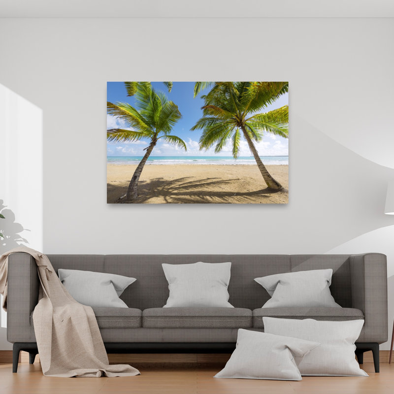 Palmy Beach, palmier abstrait, impression d'art mural côtier, H 40 po x l 60 po