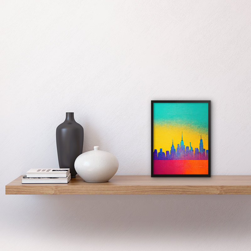 Bright New York Skyline Cityscape 1 Piece Single Picture Frame Wall Art