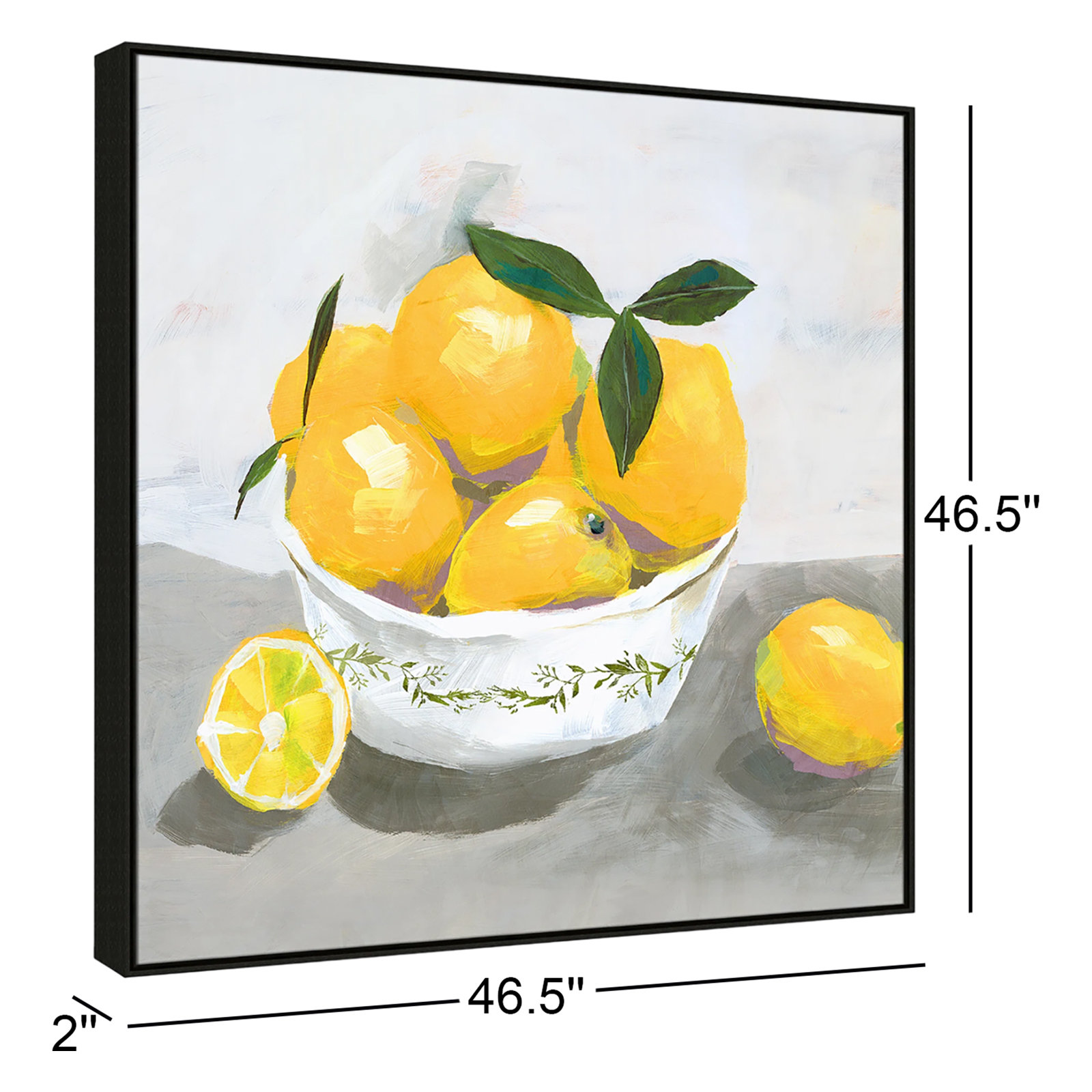 Hayons "Lemons" Painting by Isabelle Z, Black Framed Canvas, 46.5" H x 46.5" W x 2" D