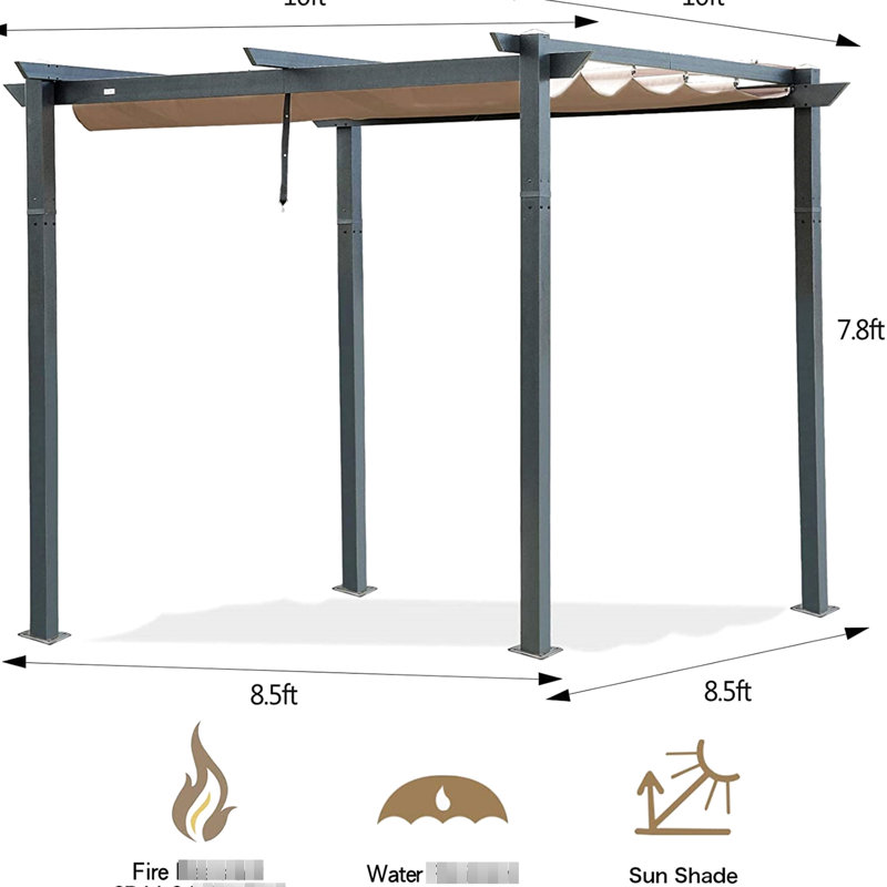 Outdoor Patio Gazebo With Aluminum Pergola - Retractable Weather- Canopy -, Fade- Construction Courtyard Decor, & Shade-Controllable