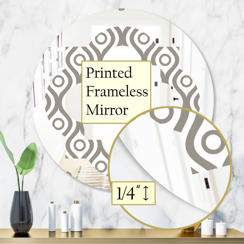 Miroir mural quadrilobe éclectique, H 31,5 po x l po