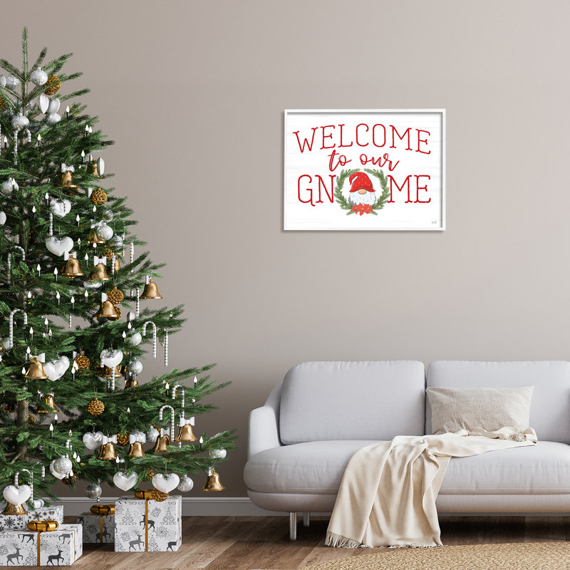 Gnome Welcome Sign Cottage Laurel, H 24 po x l 30 po x P 1,5 po, Cadre blanc