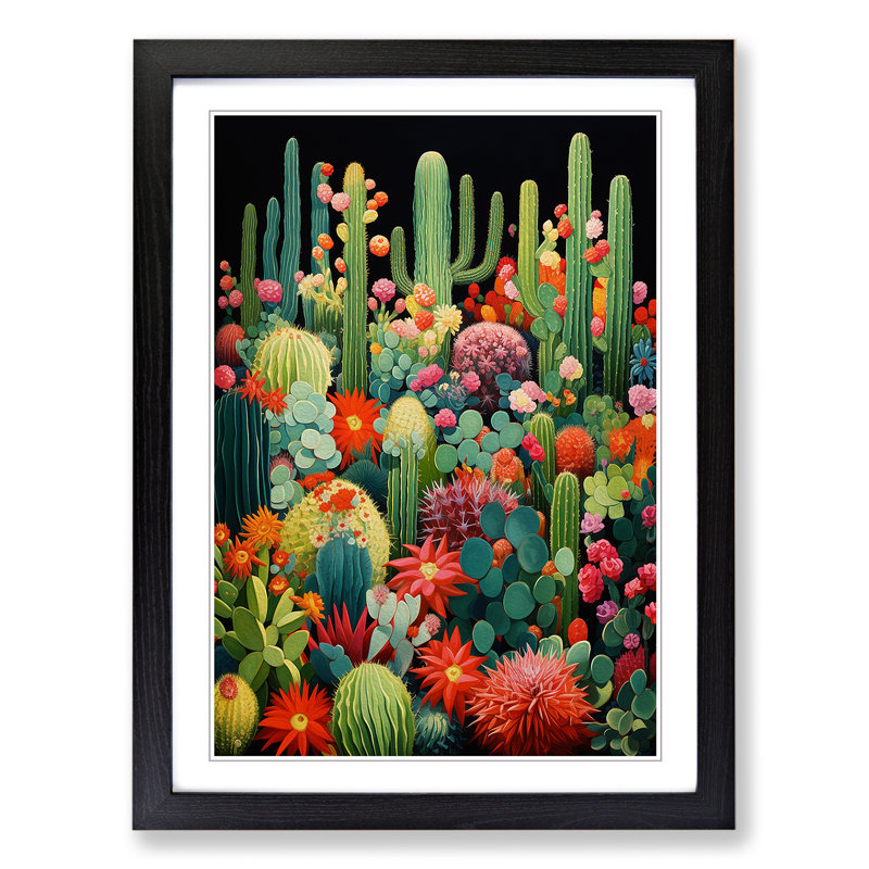 Cactus Orphism No.2 - Framed Print, Black Framed, 46cm H x 34cm W x 2cm D