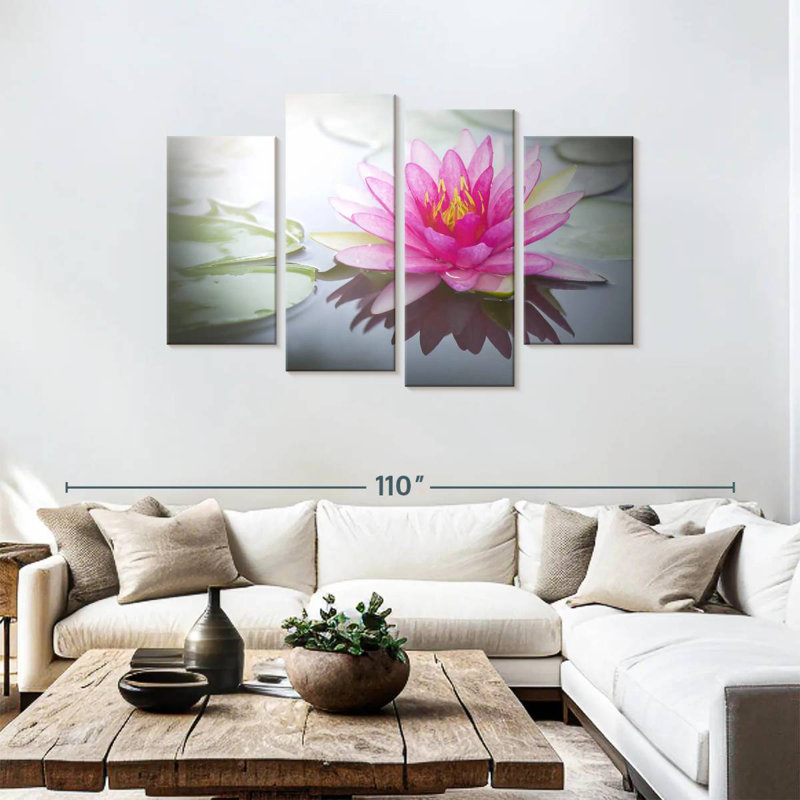 Harnek lotus rose rayonnant, H 48 po x l 75 po