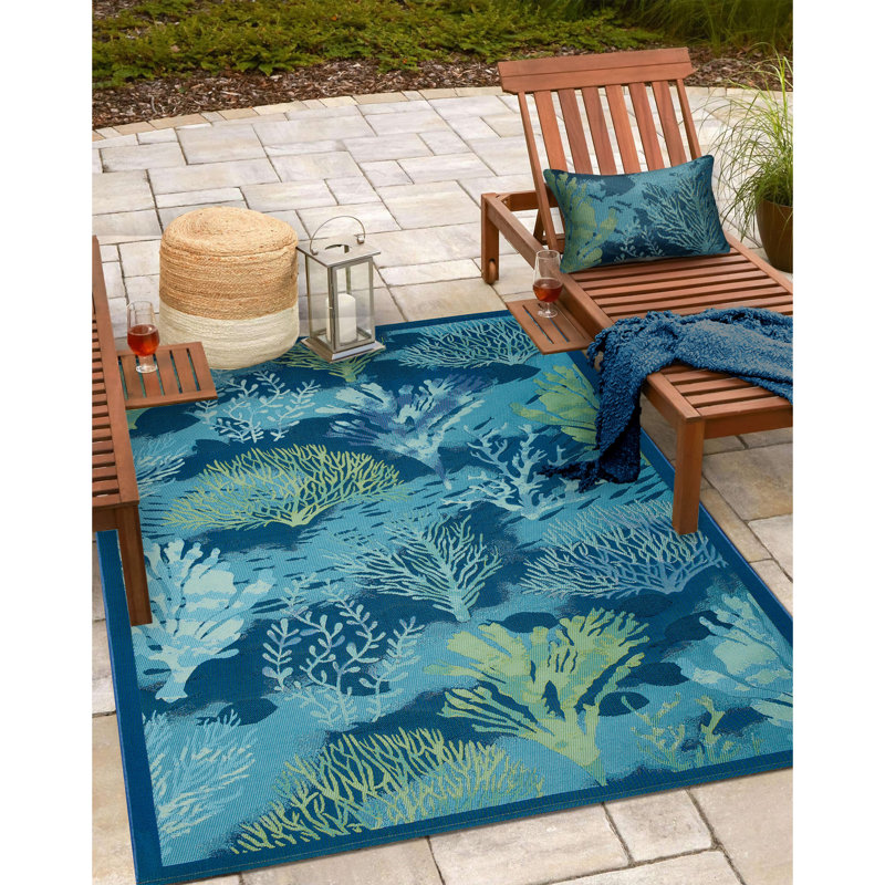  Polyester Indoor/Outdoor Pillow Cover and Insert, Blue, 18" x 12", Rectangular