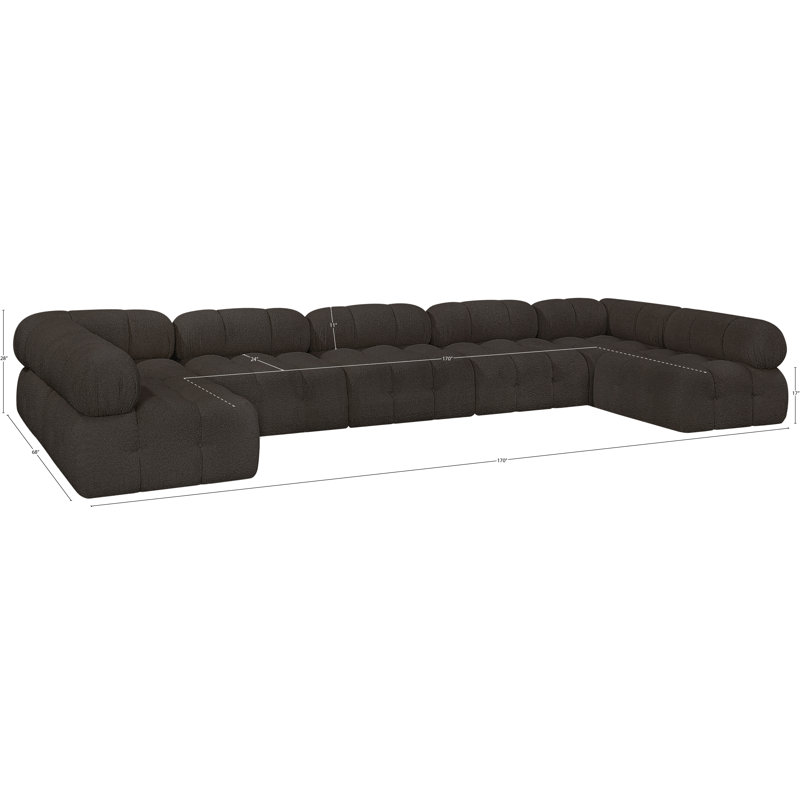 Canapé modulaire 170 po Ames, Tissu brun bouclé