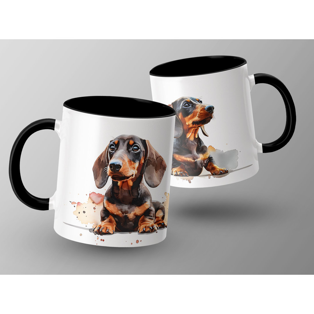 11oz Watercolour Dachshunds Design Coffee Mug