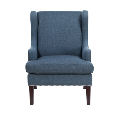 Rossana Accent Wing Armchair, Polyester, Wood, Nailhead