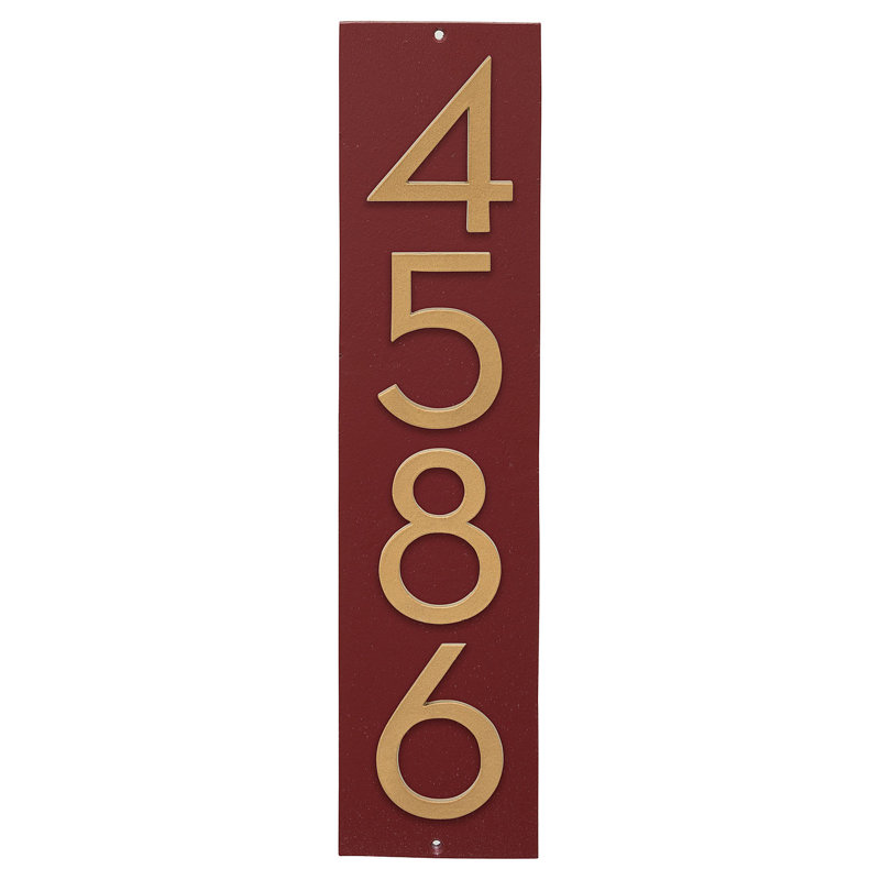 Plaque murale rectangulaire verticale flottante 6 po, Rouge brique / Or, Oui