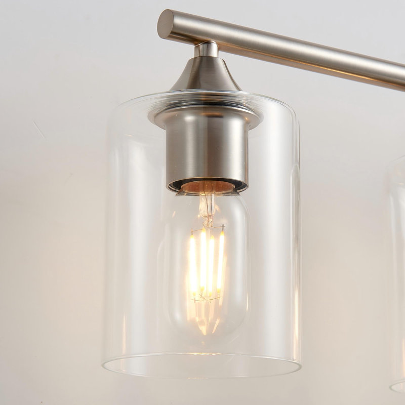 Applique murale à 5 lumières pour meuble-lavabo à 5 lumières avec abat-jour en verre transparent pour miroir de salle de bain et salle d'eau