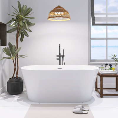 Baignoire de trempage autoportante en acrylique 59 po avec drain chromé Toe-Tap