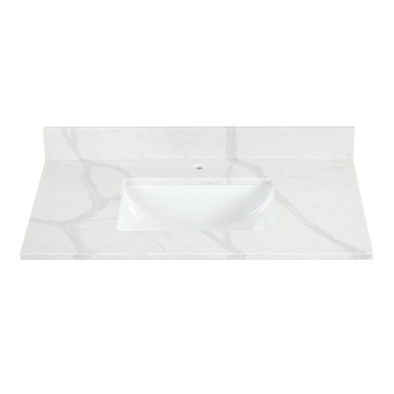 Arbios 36" Calacatta White Quartz Vanity Top with Sink