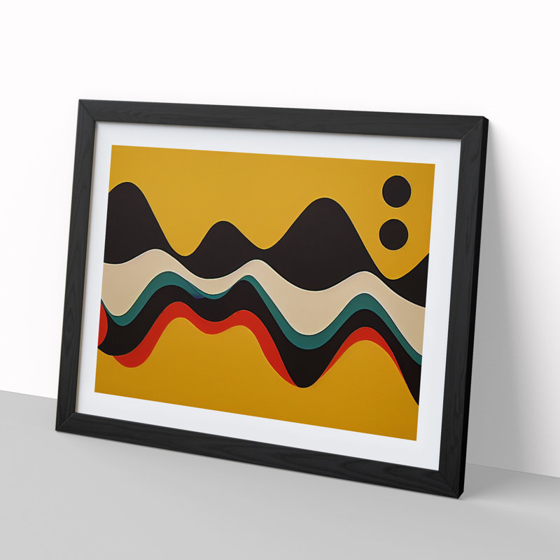 Scandinavian Soundwave Abstract - Single Picture Frame Painting, Black , 34cm H x 46cm W x 2cm D