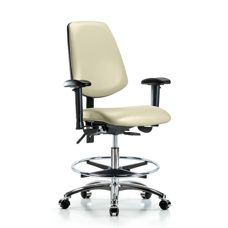 Mabel Vinyl Drafting Chair, Adobe, Casters, Not Included
