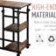 Table d'appoint industrielle avec 3 rangements, hauteur réglable, roulettes brunes, ton
