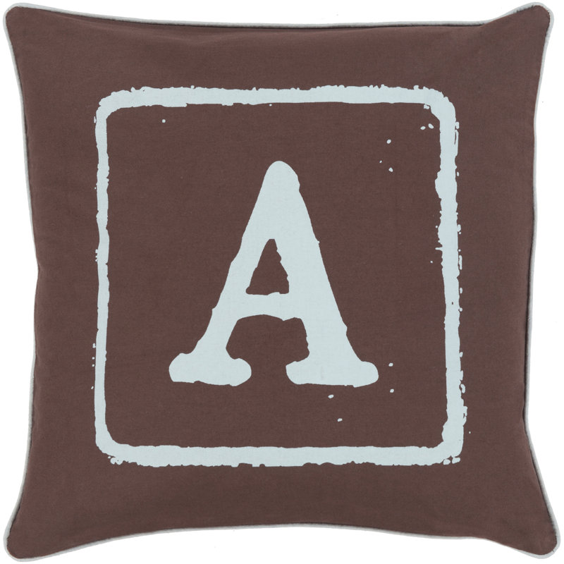 Coussin décoratif en coton, A, Ardoise / brun, 20 po x 20 po