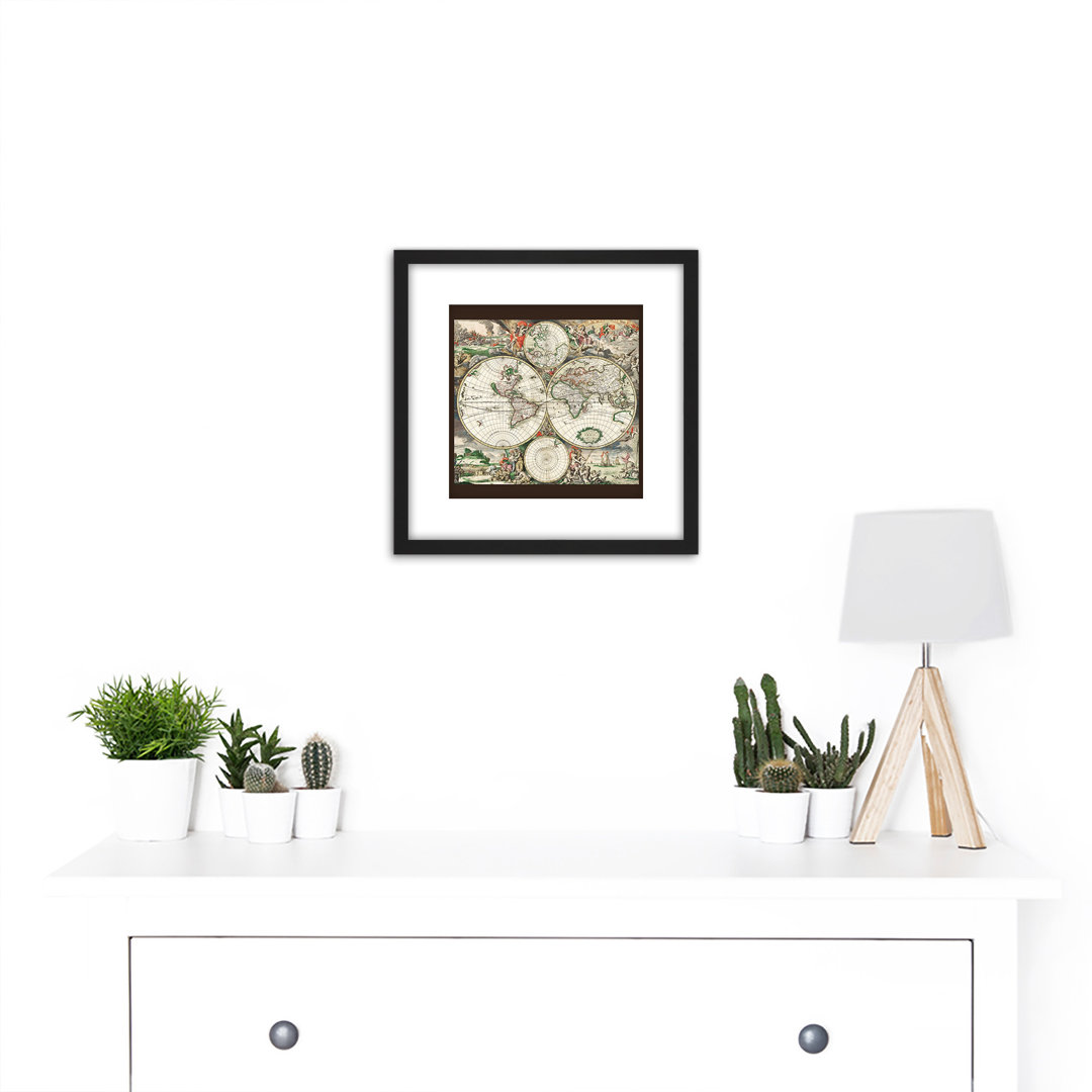 Van Schagen 1689 Map Of The World - Single Picture Frame Painting
