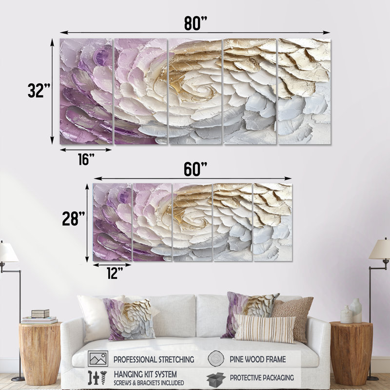 Vortex cosmique mauve et blanc II - ensemble d'art sur toile à spirales abstraites, H 28 po x l 60 po