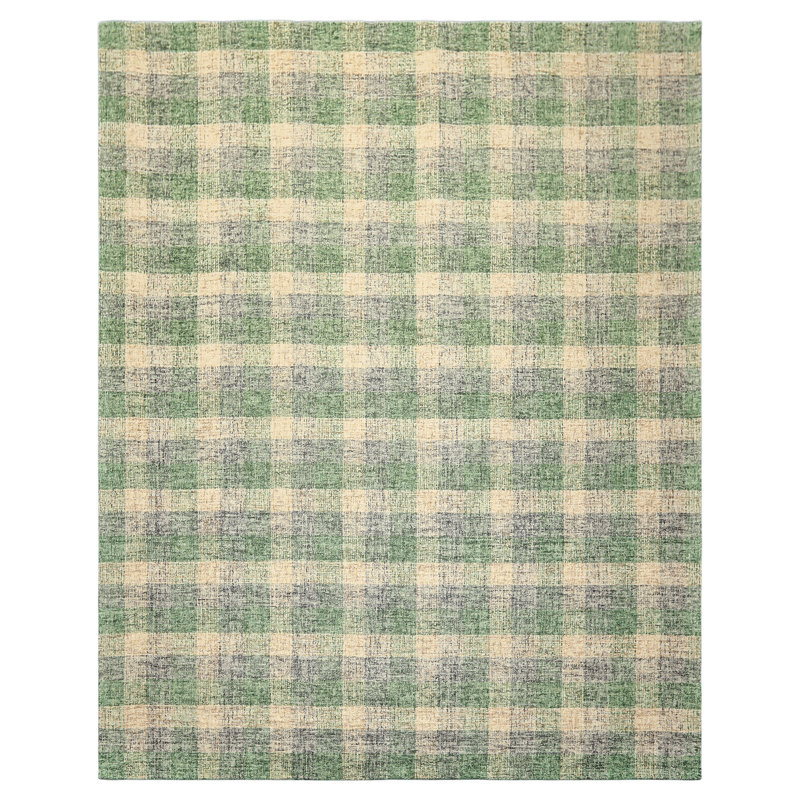 Tapis multicolore crocheté à la main ivoire et vert, Rectangle 120 po x 96 po