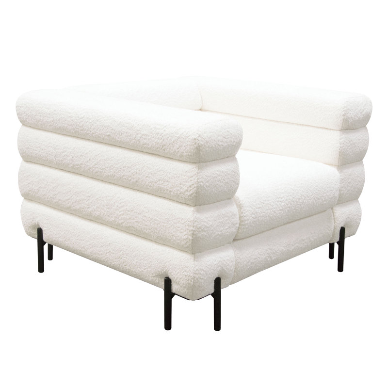 Fauteuil Vox en simili peau de mouton avec pieds en métal et poudre noire par Diamond