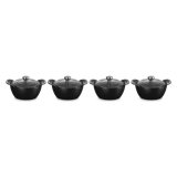 Le Creuset Enameled Cast Iron Set Of 4  Covered Mini Round Cocottes, 1/3 Qt. Each, Matte Black