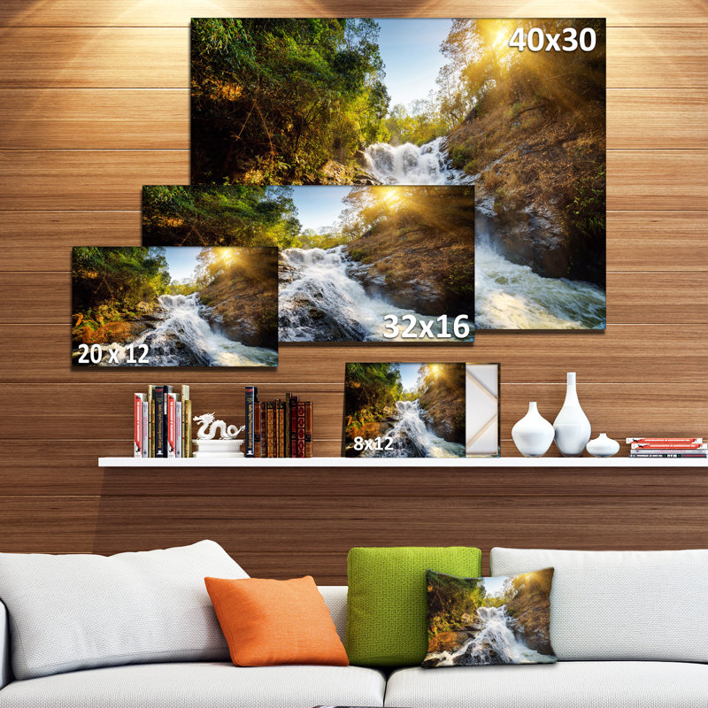 Forêt, cascade, art mural, impression de photographie de paysage naturel, H 16 po x l 32 po x P 1 po