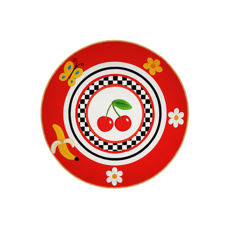 Tapis tissé à motif floral rouge Mosso, 2'6" x 2'6"